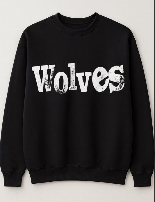 Wolves Distressed Lettering Sweatshirt
